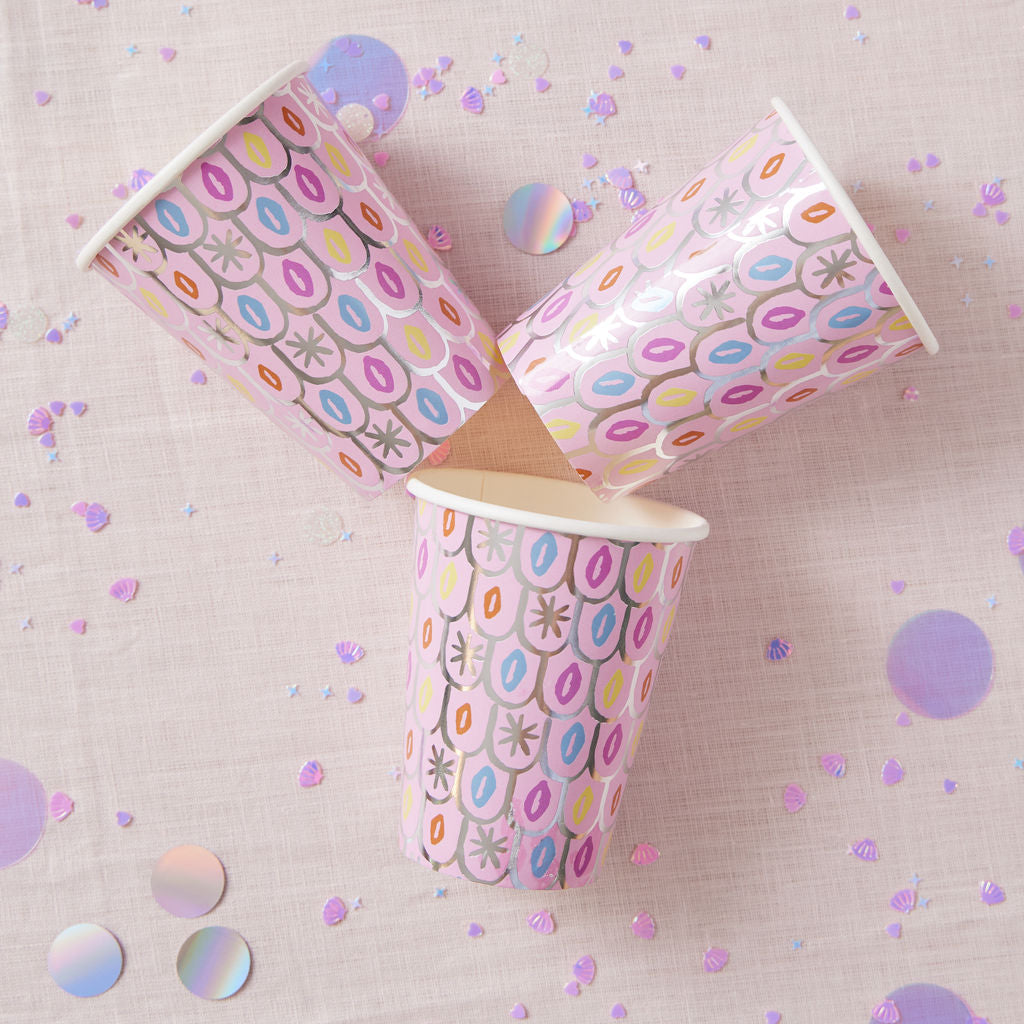 Mermaid Shimmer Paper Cups, 9oz, 8ct