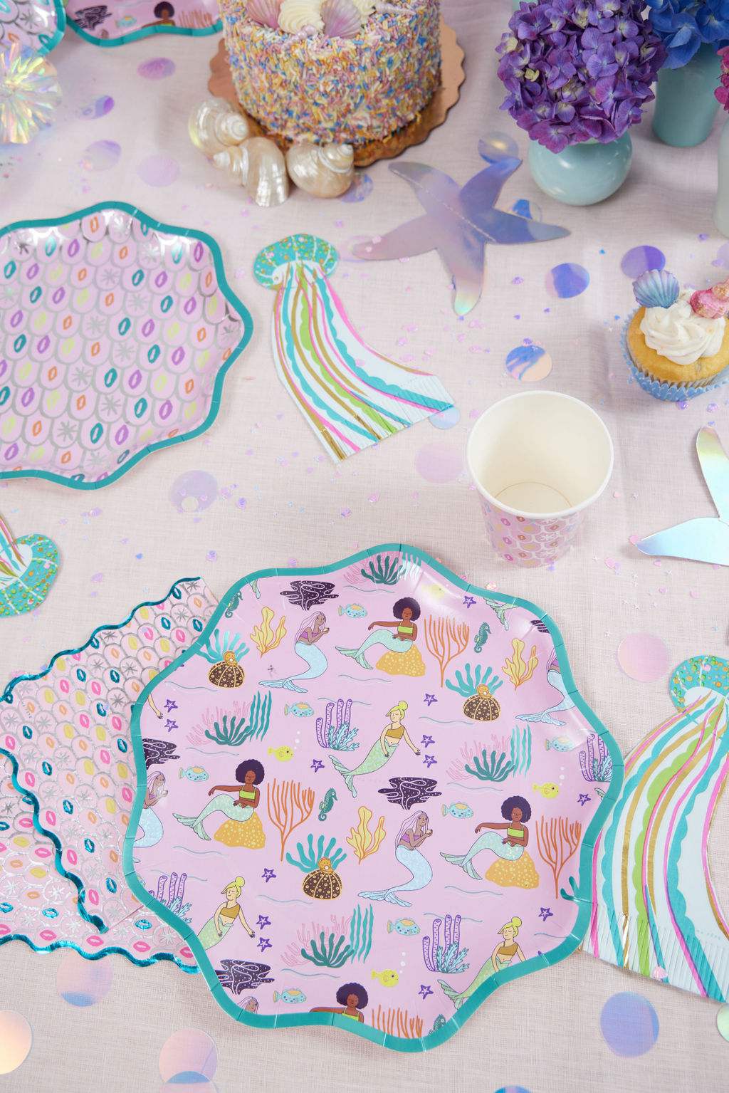 Mermaid Shimmer Dinner Plates, 10.5in, 8ct