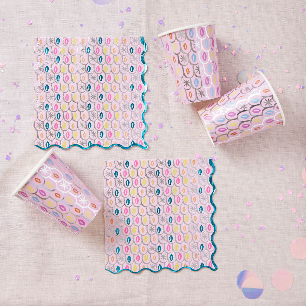 Mermaid Shimmer Paper Cups, 9oz, 8ct