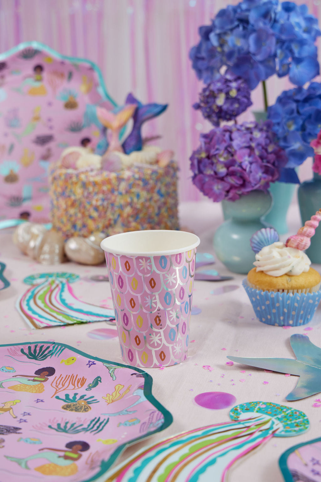 Mermaid Shimmer Paper Cups, 9oz, 8ct